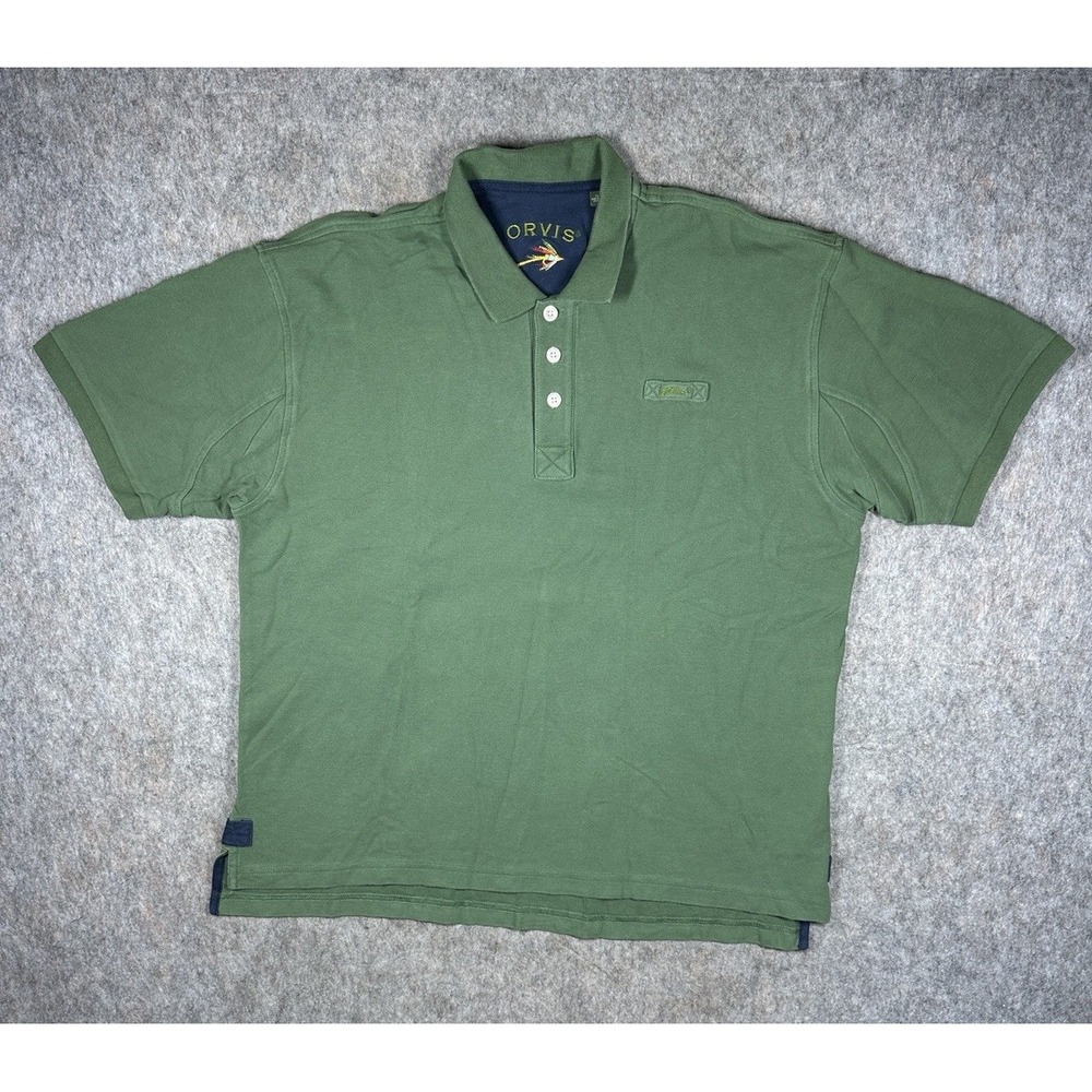 Orvis Signature Polo Shirt Mens XL Green Cotton Pique Fly Fishing 2HCJ Peru